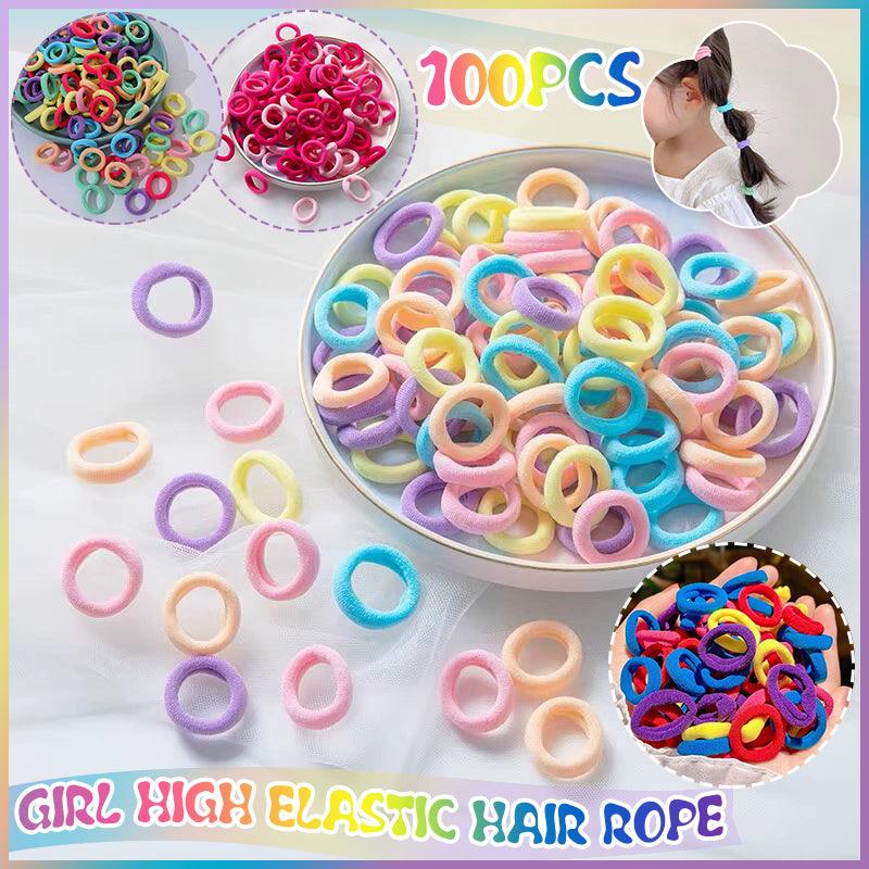 100PCS Colorful Elastic Hair Ties for Girl Ponytails High Stretch Hair Bands Set - Spring V528-SM00221-SPRING-465777