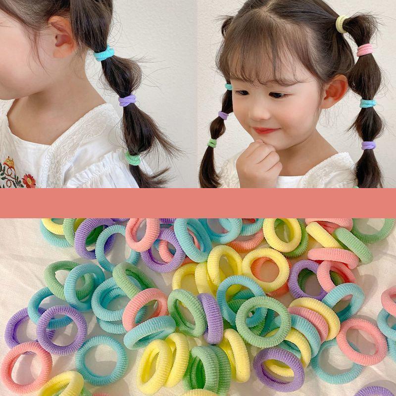 100PCS Colorful Elastic Hair Ties for Girl Ponytails High Stretch Hair Bands Set - Spring V528-SM00221-SPRING-465777