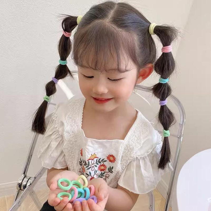 100PCS Colorful Elastic Hair Ties for Girl Ponytails High Stretch Hair Bands Set - Spring V528-SM00221-SPRING-465777