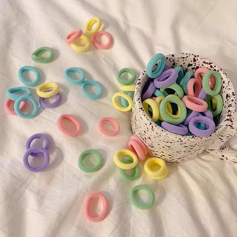 100PCS Colorful Elastic Hair Ties for Girl Ponytails High Stretch Hair Bands Set - Spring V528-SM00221-SPRING-465777