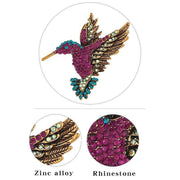 Fashion Hummingbird Brooch Pink Diamond Silver Brooch Gift Retro Style - Blue V528-SM00249-HUMMINGBIRD-BLSI-584549