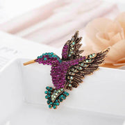 Fashion Hummingbird Brooch Pink Diamond Silver Brooch Gift Retro Style - Blue V528-SM00249-HUMMINGBIRD-BLSI-584549