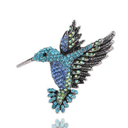 Fashion Hummingbird Brooch Pink Diamond Silver Brooch Gift Retro Style - Blue V528-SM00249-HUMMINGBIRD-BLSI-584549