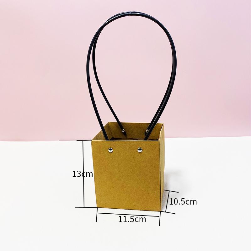25x Kraft Paper Bag Flowers Waterproof Bouquet Basket Gift Box With Handle - 25PCS-Sq Small V528-SM00362-25PCS-SQSMALL-381336