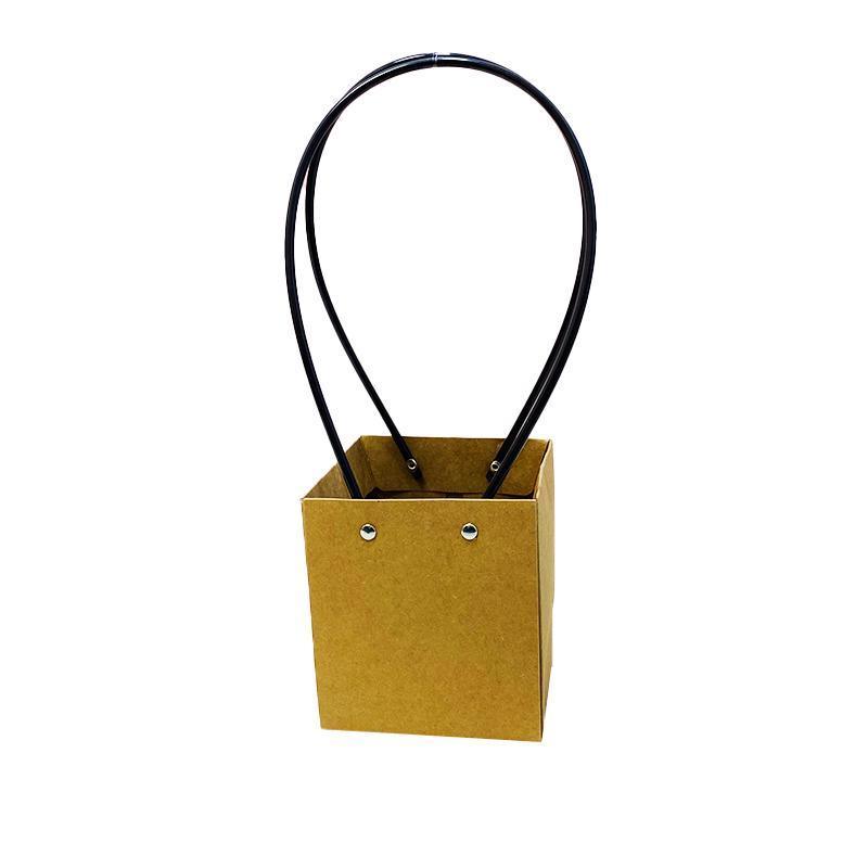 25x Kraft Paper Bag Flowers Waterproof Bouquet Basket Gift Box With Handle - 25PCS-Sq Small V528-SM00362-25PCS-SQSMALL-381336