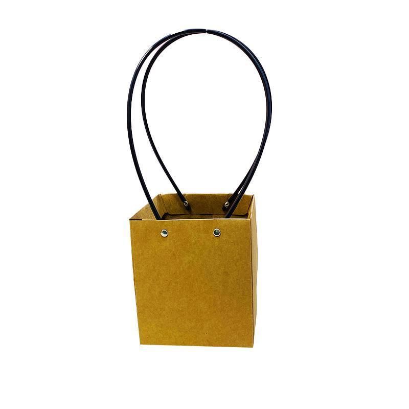 25x Kraft Paper Bag Flowers Waterproof Bouquet Basket Gift Box With Handle - 25PCS-Sq Big V528-SM00363-25PCS-SQBIG-961455