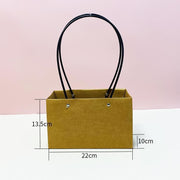 25x Kraft Paper Bag Flowers Waterproof Bouquet Basket Gift Box With Handle - 25PCS-Sq Big V528-SM00363-25PCS-SQBIG-961455