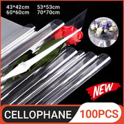 100X Clear Cellophane Wrap Rolls - 4 Sizes for Gifts & Bouquets - 100PCS-60*60CM V528-SM00378-100PCS-60-60-966176
