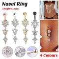 Flower Crystal Surgical Steel Dangle BELLY Button Navel bars Ring Body Piercing - Rose Red V528-SM00444-ROSERED-WHITE-507763