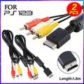 2PCS 1.8M RCA AV Cable for Sony PlayStation PS1 PS2 PS3 Audio Video Cord V528-SM00461-PS2-PS3-2PCS-558722
