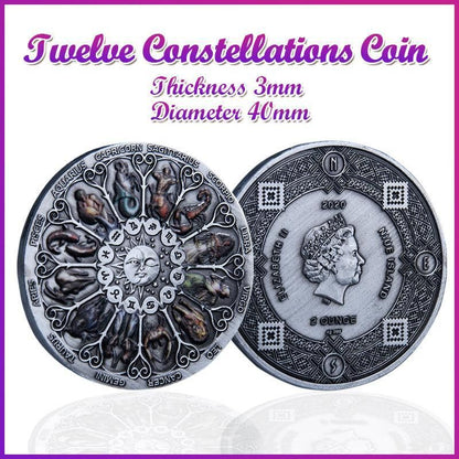 Twelve Constellations Coin Sun and Moon Challenge Medal Double-sided Embossed V528-SM00483-HOROSCOPEA-366513