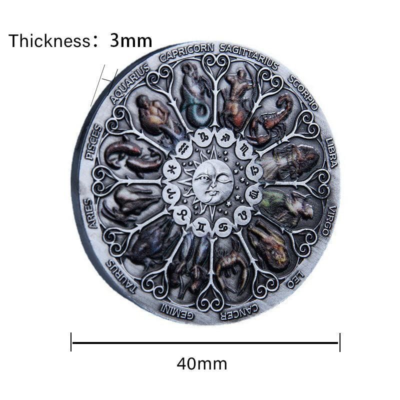 Twelve Constellations Coin Sun and Moon Challenge Medal Double-sided Embossed V528-SM00483-HOROSCOPEA-366513