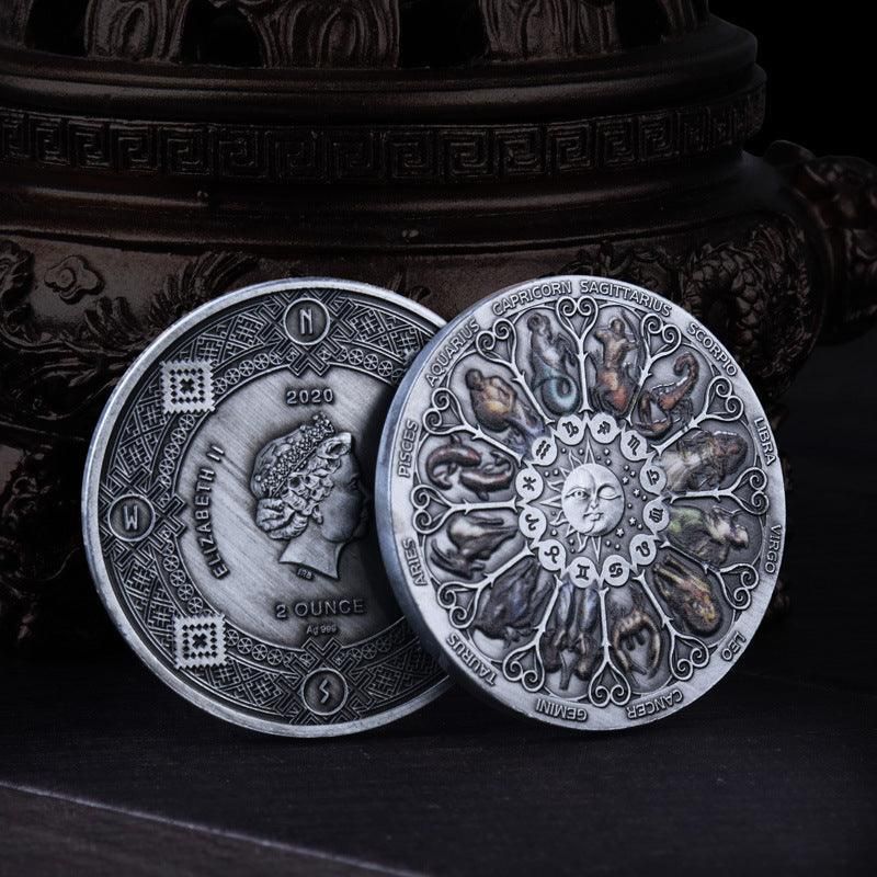 Twelve Constellations Coin Sun and Moon Challenge Medal Double-sided Embossed V528-SM00483-HOROSCOPEA-366513