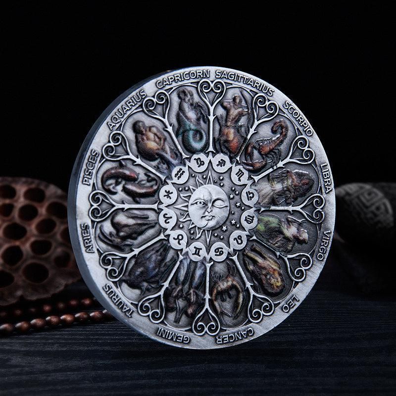 Twelve Constellations Coin Sun and Moon Challenge Medal Double-sided Embossed V528-SM00483-HOROSCOPEA-366513