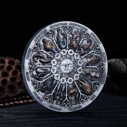 Twelve Constellations Coin Sun and Moon Challenge Medal Double-sided Embossed V528-SM00483-HOROSCOPEA-366513
