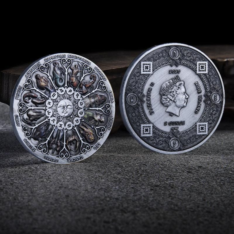 Twelve Constellations Coin Sun and Moon Challenge Medal Double-sided Embossed V528-SM00483-HOROSCOPEA-366513