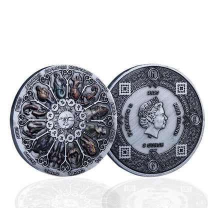 Twelve Constellations Coin Sun and Moon Challenge Medal Double-sided Embossed V528-SM00483-HOROSCOPEA-366513