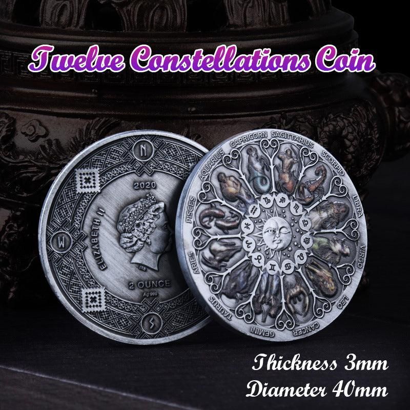 Twelve Constellations Coin Sun and Moon Challenge Medal Double-sided Embossed V528-SM00483-HOROSCOPEA-366513