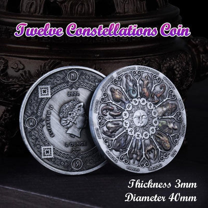 Twelve Constellations Coin Sun and Moon Challenge Medal Double-sided Embossed V528-SM00483-HOROSCOPEA-366513