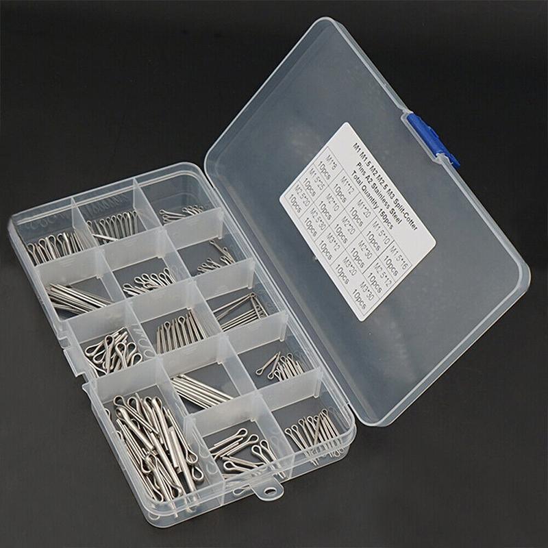 150PCS box 15 Kinds Stainless Steel Split Cotter Pins Assortment Kit Tools cherr V528-SM00491-150PCS-684711