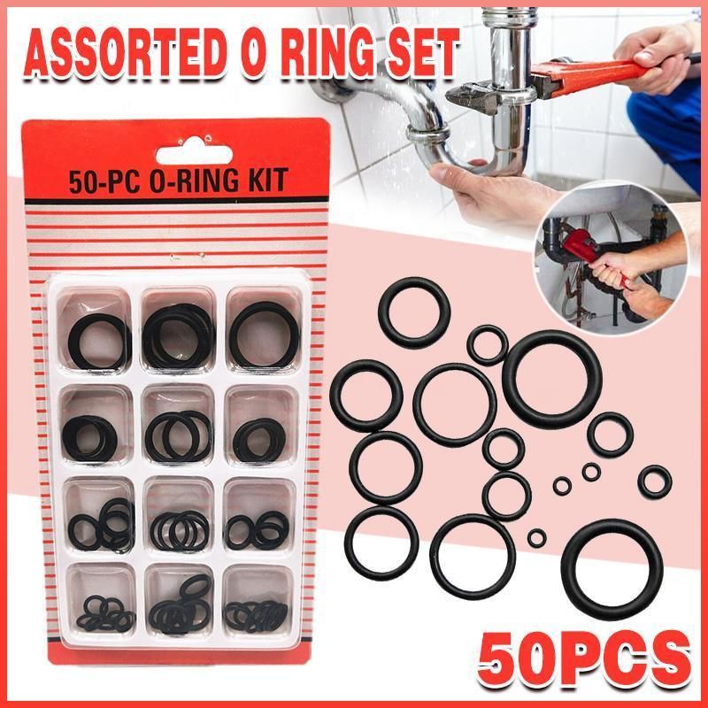 Rubber O-Ring Assortment Kit 50PC- Pack O-Rings Set Automotive Plumbing Seals V528-SM00493-50PCS-684593