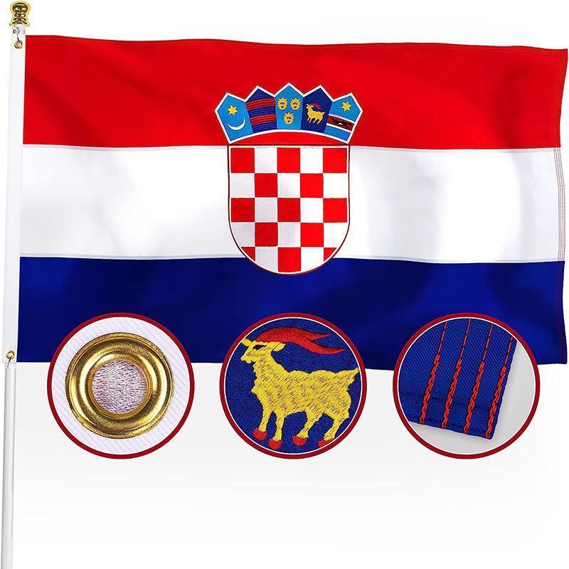 Large Croatia National Flag 90x150cm Outdoor Polyester Banner with Grommets V528-SM00523-CROATIAFLAG-606606