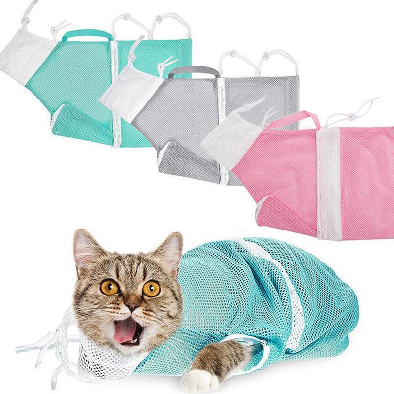 Cat Supplies Washing Bags for Pet Bathing Nail Trimm Mesh Cat Grooming Bath Bag - Grey V528-SM00536-GREY-790343