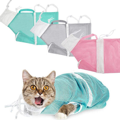 Cat Supplies Washing Bags for Pet Bathing Nail Trimm Mesh Cat Grooming Bath Bag - Grey V528-SM00536-GREY-790343