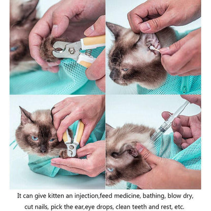 Cat Supplies Washing Bags for Pet Bathing Nail Trimm Mesh Cat Grooming Bath Bag - Grey V528-SM00536-GREY-790343