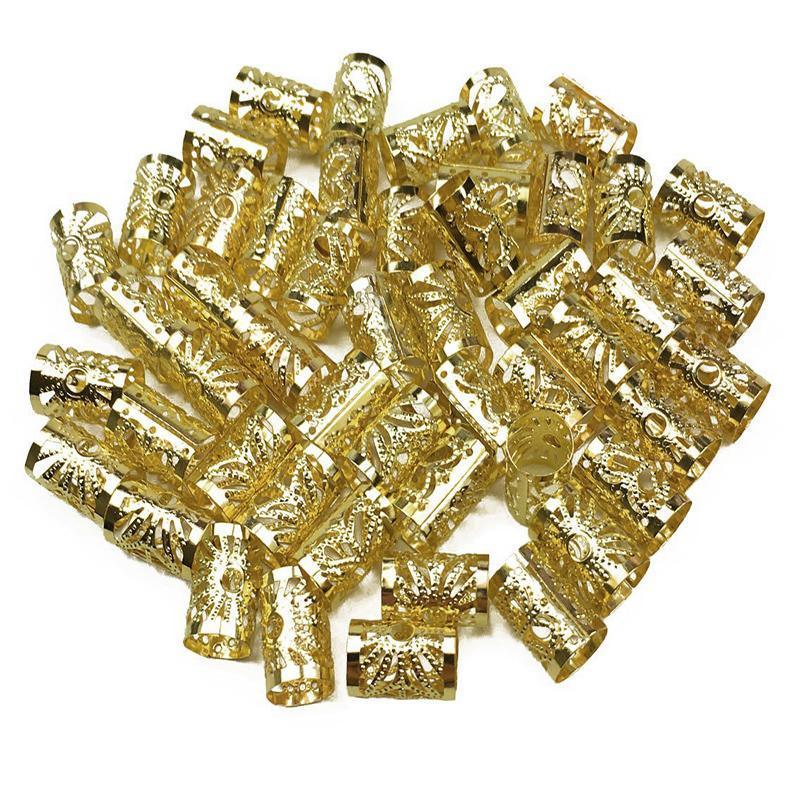 40PCS Gold Dreadlock Hair Braid Cuff Clips Adjustable Beads for Braids and Styling V528-SM00539-GOLD-40PCS-339057
