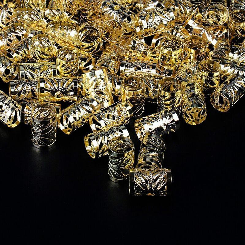 40PCS Gold Dreadlock Hair Braid Cuff Clips Adjustable Beads for Braids and Styling V528-SM00539-GOLD-40PCS-339057