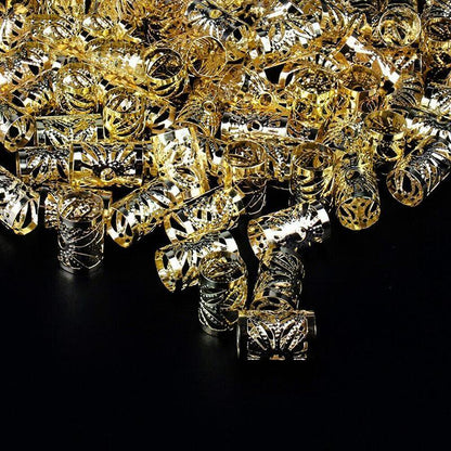40PCS Gold Dreadlock Hair Braid Cuff Clips Adjustable Beads for Braids and Styling V528-SM00539-GOLD-40PCS-339057