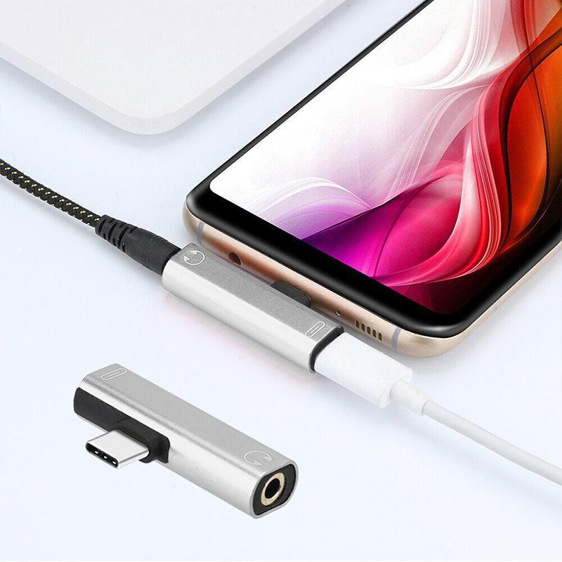 Up to 2 Type C to 3.5mm Audio Headphone Connector Earphone Adapter Aux Jack - Silver V528-SM00542-SILVER-380625
