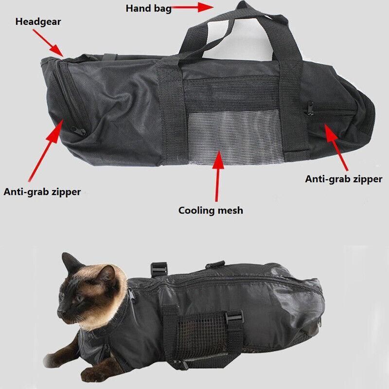 Cat Grooming Restraint Bag Pet Bath Wash Bags Nail Trimming Anti Scratch V528-SM00557-BLACK-518562