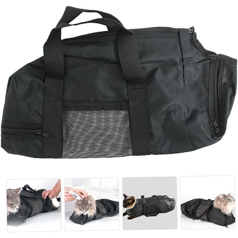 Cat Grooming Restraint Bag Pet Bath Wash Bags Nail Trimming Anti Scratch V528-SM00557-BLACK-518562