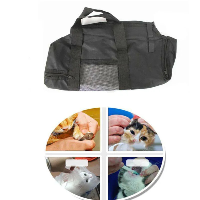 Cat Grooming Restraint Bag Pet Bath Wash Bags Nail Trimming Anti Scratch V528-SM00557-BLACK-518562