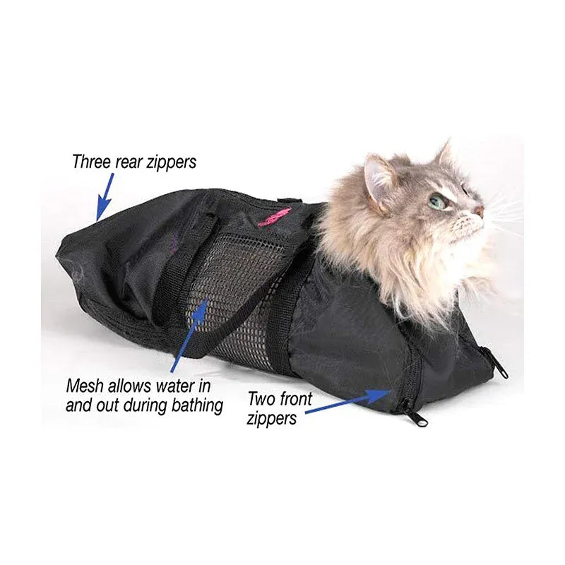 Cat Grooming Restraint Bag Pet Bath Wash Bags Nail Trimming Anti Scratch V528-SM00557-BLACK-518562