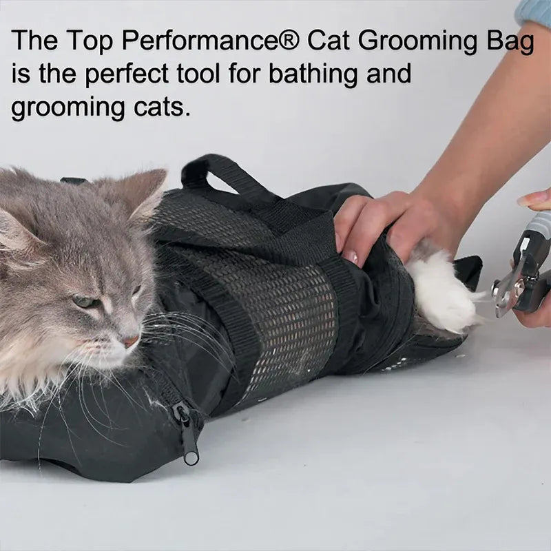 Cat Grooming Restraint Bag Pet Bath Wash Bags Nail Trimming Anti Scratch V528-SM00557-BLACK-518562
