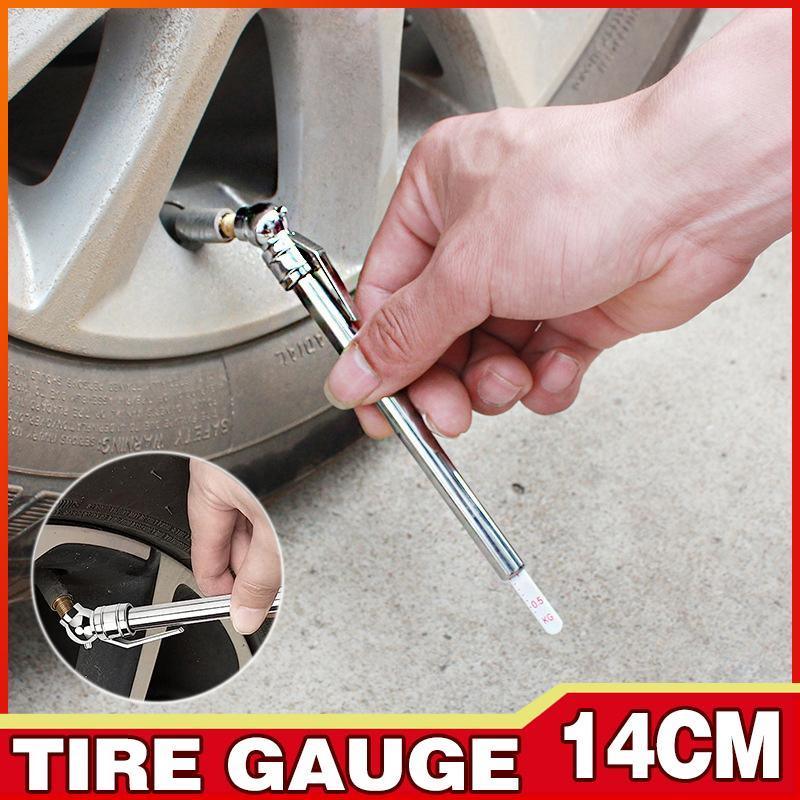 14cm Stainless Steel Pencil Tyre Pressure Gauge 5-50 PSI Manual Tester V528-SM00558-SILVER-695988