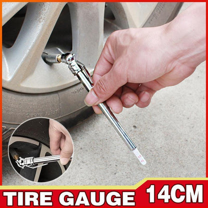 14cm Stainless Steel Pencil Tyre Pressure Gauge 5-50 PSI Manual Tester V528-SM00558-SILVER-695988