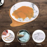 6x Coasters with Holder Marble Texture Round Cup Mat Pad Set For Drinks - Marble Black V528-SM00564-BLACK-685996