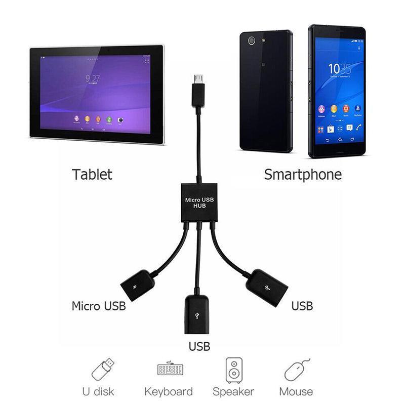 Micro USB 2.0 OTG HUB Cable Adapter AU Male to Female Dual Host Fast Transfer V528-SM00593-V8-863835