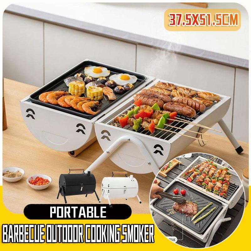 Grillz Charcoal BBQ Portable Grill Camping Barbecue Outdoor Cooking Smoker - White V528-SM00596-WHITE-373861