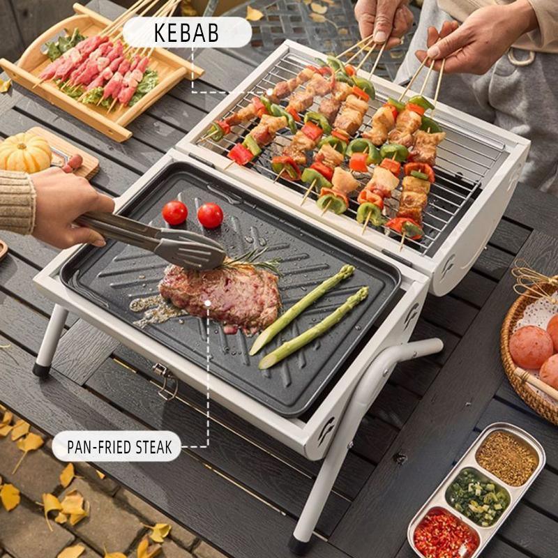 Grillz Charcoal BBQ Portable Grill Camping Barbecue Outdoor Cooking Smoker - White V528-SM00596-WHITE-373861