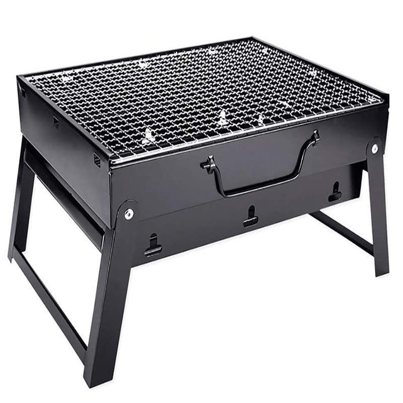 Portable Foldable Charcoal BBQ Grill for Outdoor Camping Picnic and Hibachi Cooking V528-SM00598-BLACK-SMALL-689220