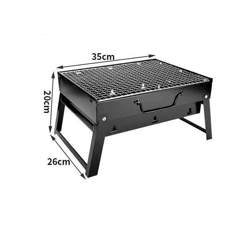 Portable Foldable Charcoal BBQ Grill for Outdoor Camping Picnic and Hibachi Cooking V528-SM00598-BLACK-SMALL-689220