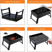 Portable Foldable Charcoal BBQ Grill for Outdoor Camping Picnic and Hibachi Cooking V528-SM00598-BLACK-SMALL-689220