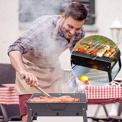 Portable Foldable Charcoal BBQ Grill for Outdoor Camping Picnic and Hibachi Cooking V528-SM00598-BLACK-SMALL-689220