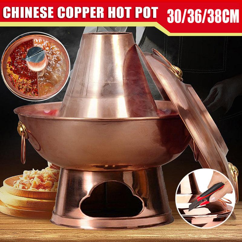 Stainless Steel Charcoal Chinese Copper Hot Pot Old Beijing Cookware Camping HOT - 30CM V528-SM00601-YYG30CM-626854