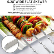 14 Pack Kabob Skewers Premium Flat Metal BBQ Barbecue Skewer Long Stainless V528-SM00605-14PCS-644985
